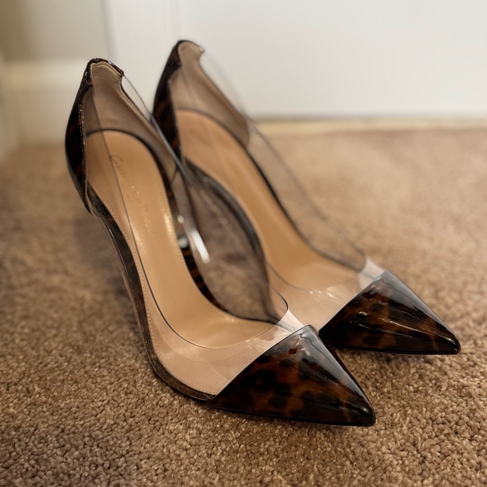 Gianvito Rossi Leopard Plexi Heels sz 38 GREAT CONDITION